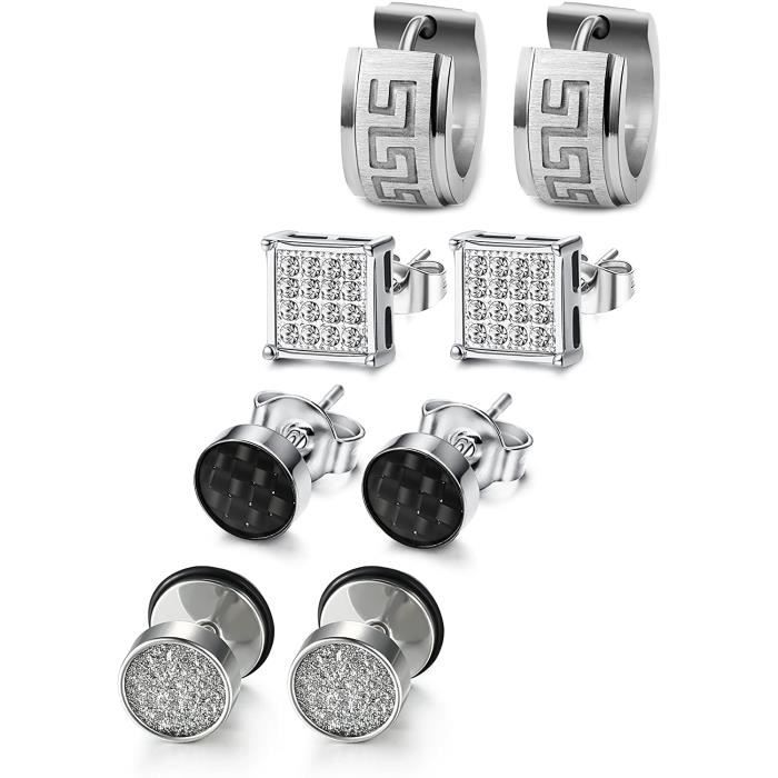 4 Paires Boucles dOreilles Acier Inoxydable Femme Homme 4 Paires Boucles dOreilles Acier Inoxydable Femme Homme