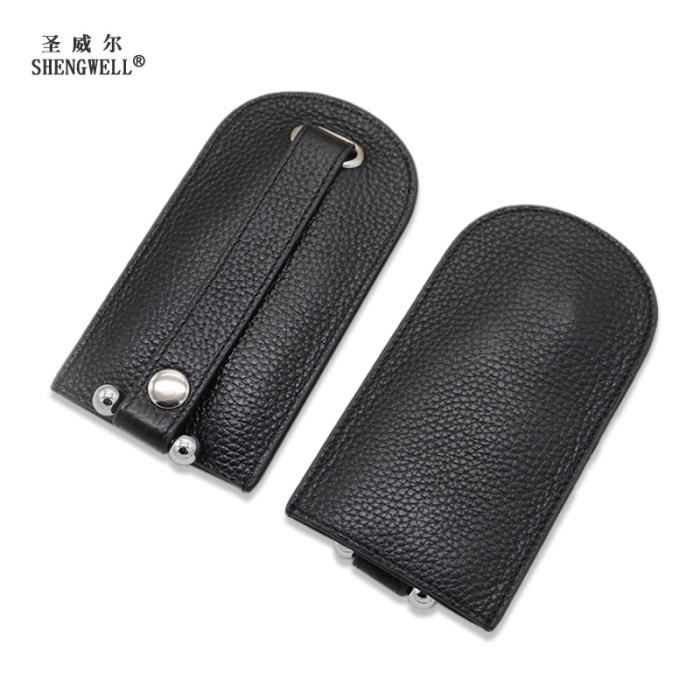 Mini Pochette Porte-Clés Cuir Véritable Yika VIP – Pour Clé Télécommande Voiture, Fermeture Éclair, Noir Élégant