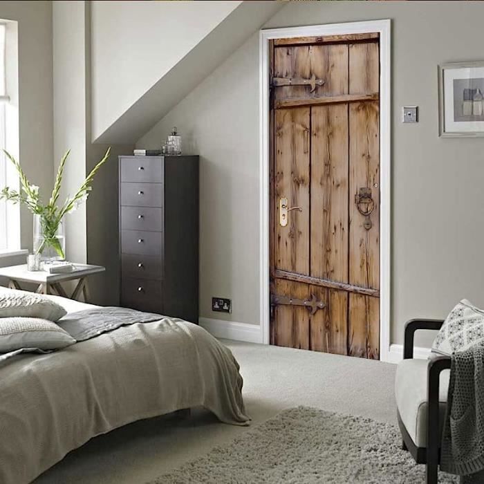Sticker Porte 3D En PVC - Autocollant Mural Amovible, Imperméable, Dimensions 86x200 Cm (2 Pièces), Décoration Salon/chambre