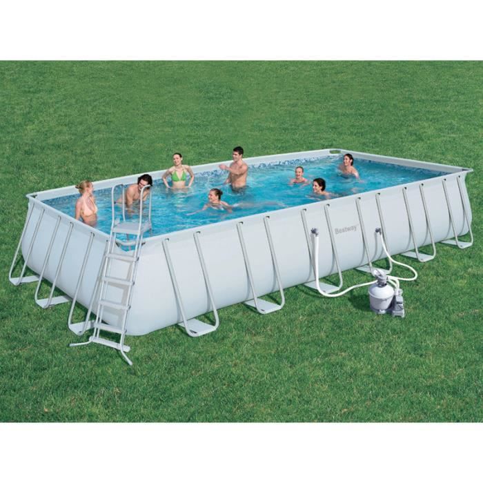 piscine tubulaire rectangulaire 7 32x3 66x1 32 m cdiscount jardin