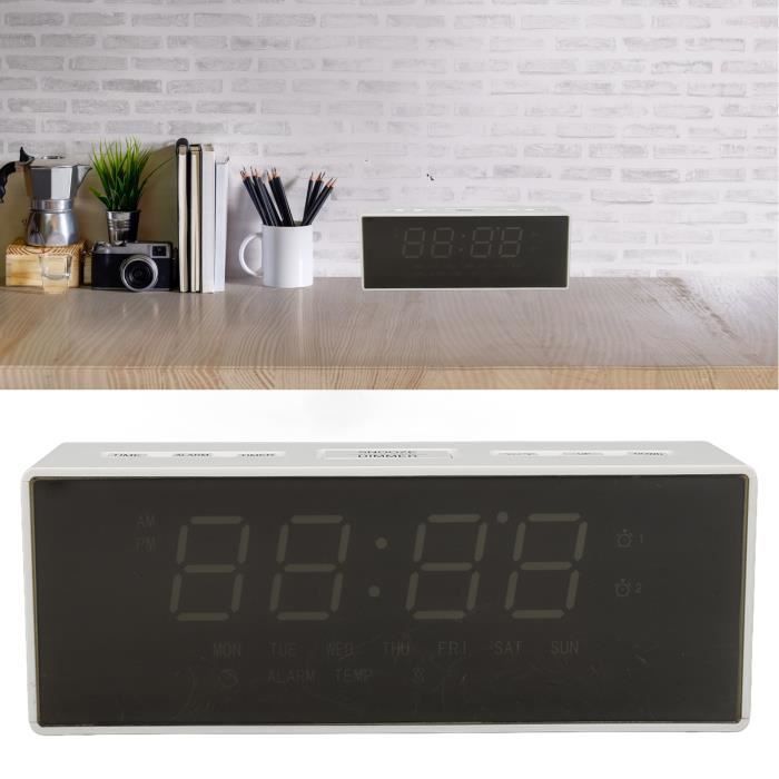 Réveil Numérique AulToller – 2 Alarmes, 11 Couleurs RVB, Luminosité Auto, Gros Chiffres, Charge USB, Pour Gros Dormeurs (Noir)