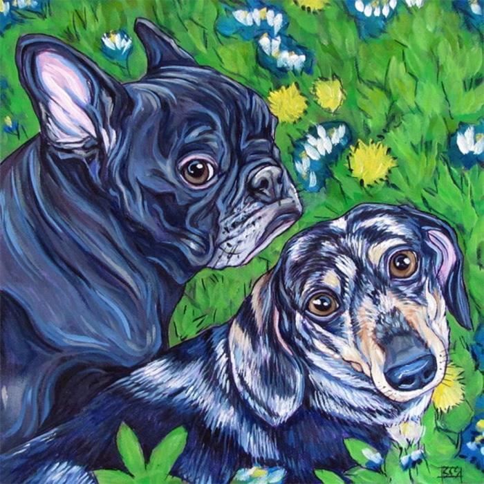 YSCOLOR Diamond Painting Bouledogue Français 30x40cm - Kit Peinture Diamant Adulte