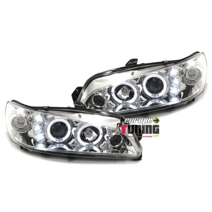 europetuning - 13351 - PHARES FEUX AVANTS TUNING NOIRS ANGEL EYES LED PHASES 1 et 2