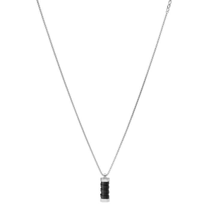 Collier homme FOSSIL Collier Fossil Acier et cuir Achat