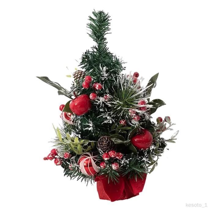 3 Pièces Sapins Noël Mini Arbre Artificiel COLOFALLA - Décoration Figurine Bois Plastique 15-20-25cm