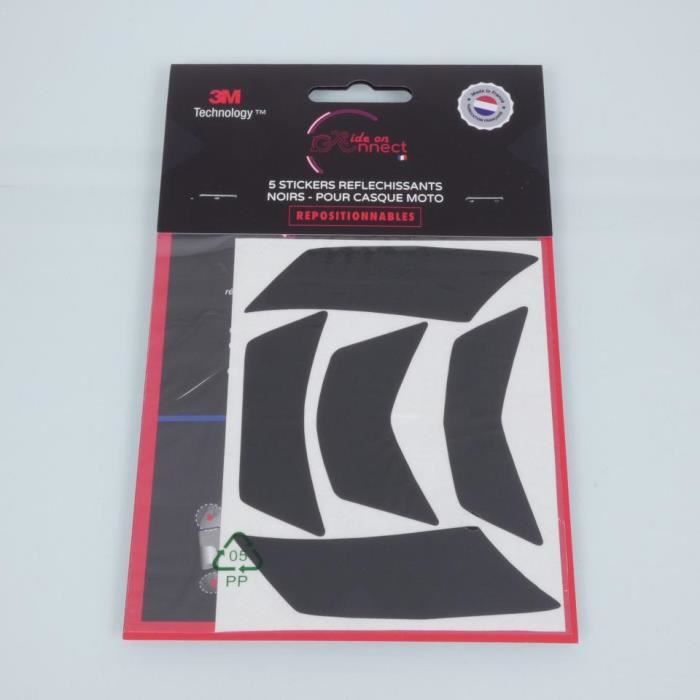 Autocollant sticker réfléchissant repositionnable noir casque pour moto