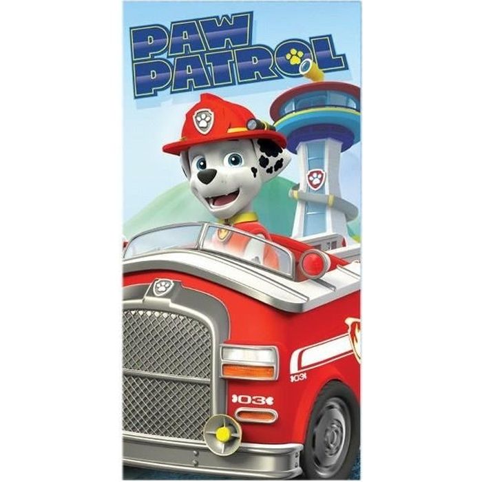 Pat Patrouille Pompier Serviette De Plage Microfibre 70x140 Cm Rouge Blanc Et Bleu