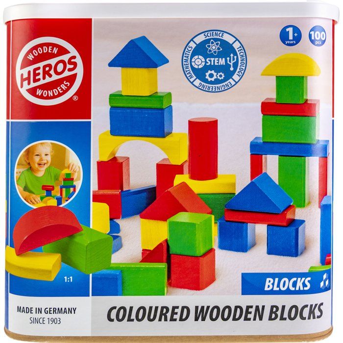 HEROS Blocs de construction en bois 100 % certifié FSC® 100 pièces Dès