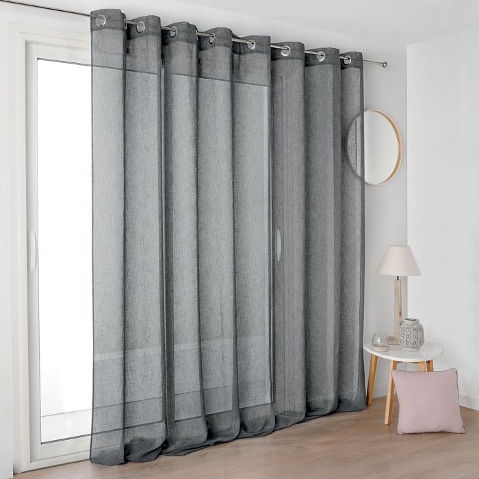 Voilage filtrage de la lumi&egrave;re, Lium gris l.285 x H.250 cm
