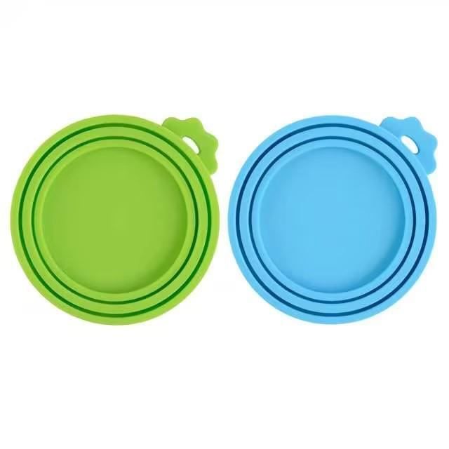 Meilleurs prix pour igadgitz home U7245 Couvercle Silicone Réutilisables Conserve Nourriture Animaux de Compagnie 3 Tailles en 1, 2pcs - Bleu et Vert