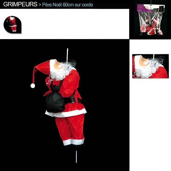 Pere Noel Grimpeur Sur Corde 60 Cm Achat Vente Decors De Table Bois Cdiscount