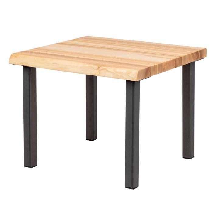 lamo manufaktur table basse en bois - industriel - salon - 60x60x47cm - frêne naturel - pieds métal acier brut - modèle classic