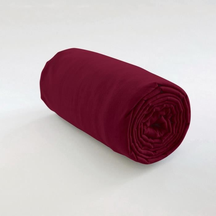 Drap housse - Les Ateliers du Linge - Grenat - 140 x 190 x 35 cm - 100% Coton - Uni