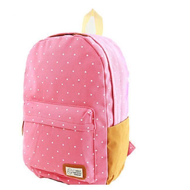 Sac à Dos En Toile à Fermeture Glissière Avec Motif Des Petits Points Blancs, Couleur Unie