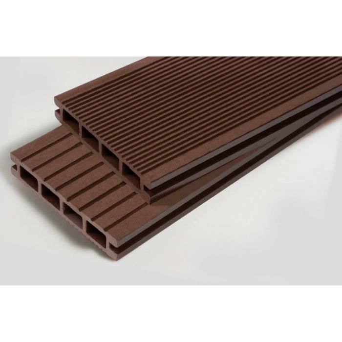 Lame de terrasse composite Dual ACCESSOIRES 2400mm - Chocolat - MCCOVER - L: 240 cm - l: 14 cm - E: 25 mm
