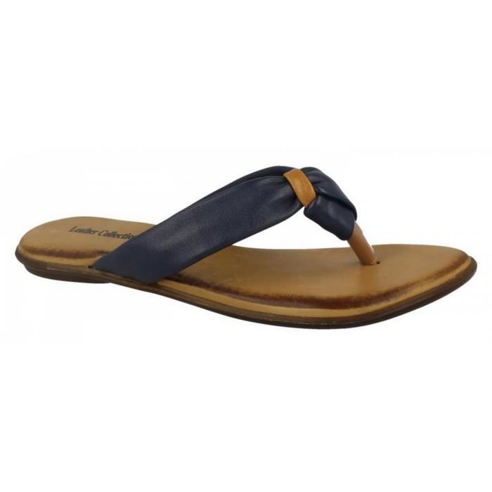 tong en cuir femme