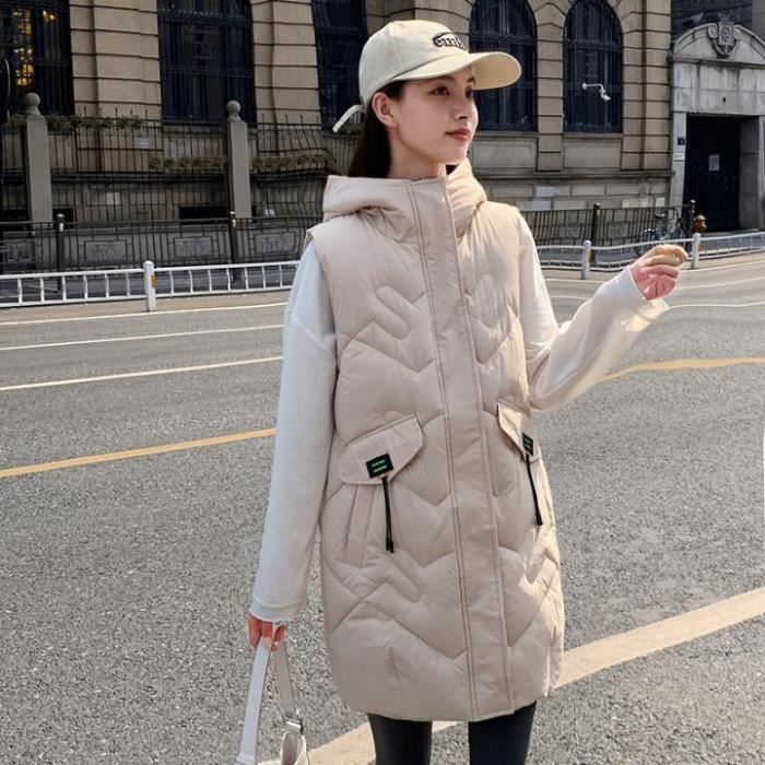 DOUDOUNE Femme Mode Paillette Garder au chaud Sans manches Coton