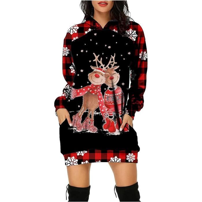Robe Femme Robe De Noel Moche Imprime Wapiti Moche Automne Hiver Chaude DeContracte Pull Noel Femme Drole Pull a Manches red Red Cdiscount Pret a Porter