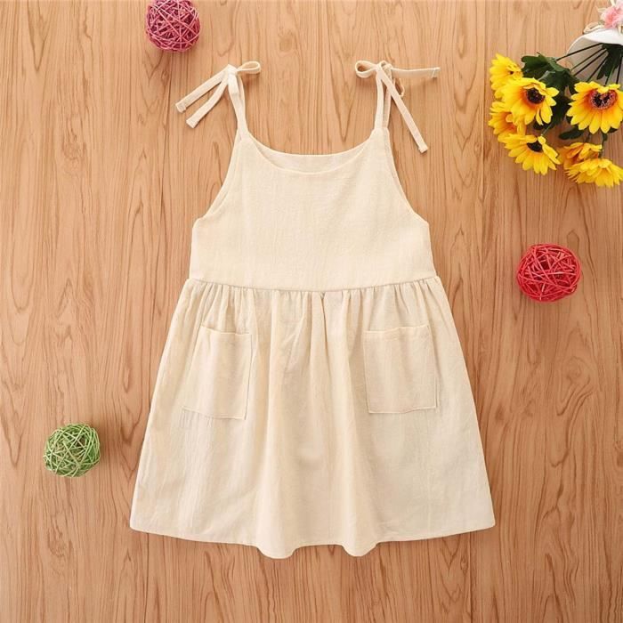 Robe D'été Pour Fille Style Scolaire - Bretelles, Imprimé Floral - Tissu Respirant élastique - Printemps/été