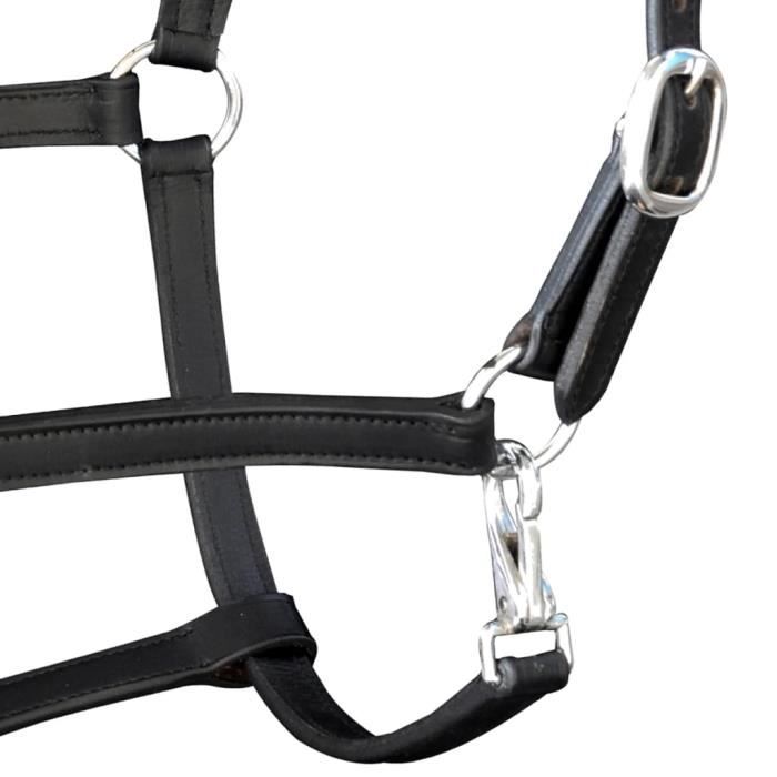 XAN® Licol Licou en cuir réglable pour écurie Poney Marron