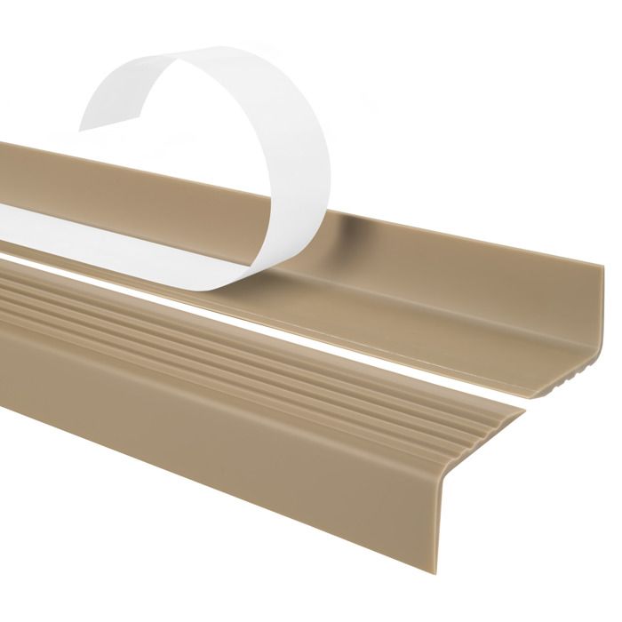 80cm profilé d'escalier nez de marche adhésif antidérapant PVC beige ND, 40 x 25 mm