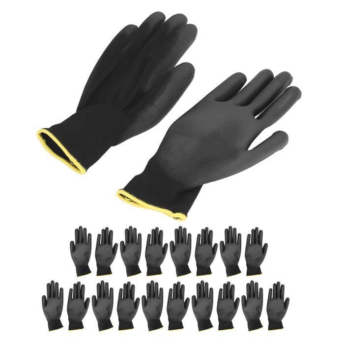 SALALIS Gants de sécurité 10 Paires Gants de Travail Enduits de PU Antistatiques Kit d'Outils d'Accessoires de auto gants Noir 7S