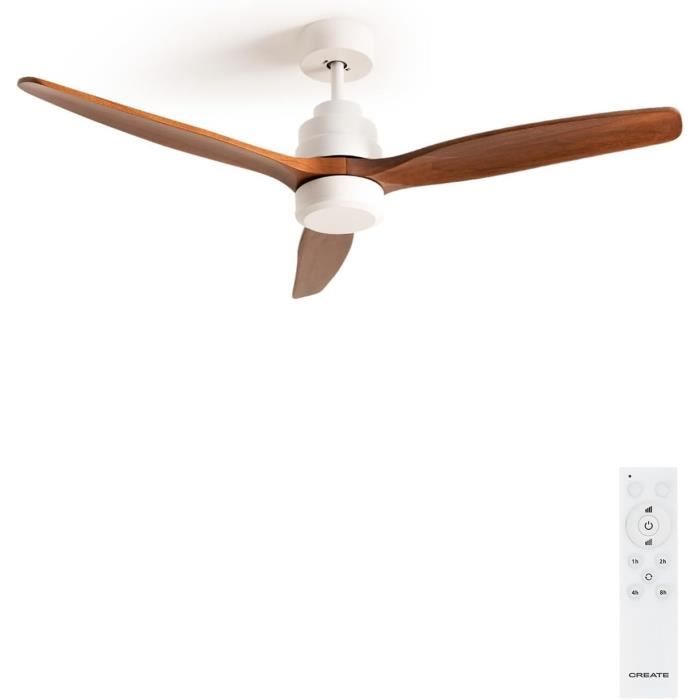 CREATE/WINDSTYLANCE DC/Plafondventilator DC-motor nikkel donkerhouten messen /Stil, 2 niveaus, timer, met WIFI