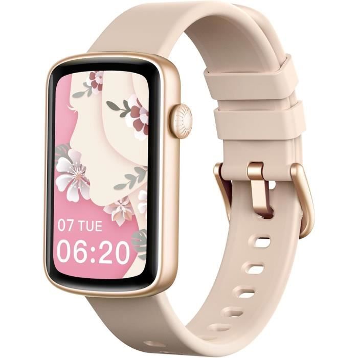Montre Connectée Femme Élégante – Suivi Santé SPO2, Sommeil, Calories, IP68