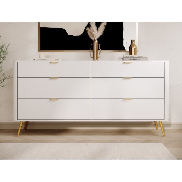 Commode à six tiroirs - OVAL - 172 cm - blanc Commode à six tiroirs - OVAL - 172 cm - blanc