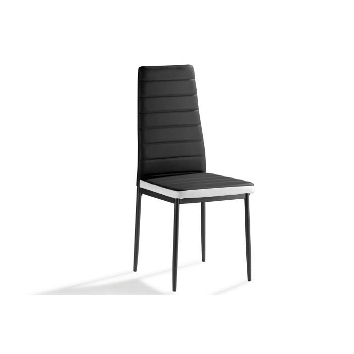 lot de 4 chaises en simili cuir noir/blanc - so living - mila - contemporain - design - intérieur