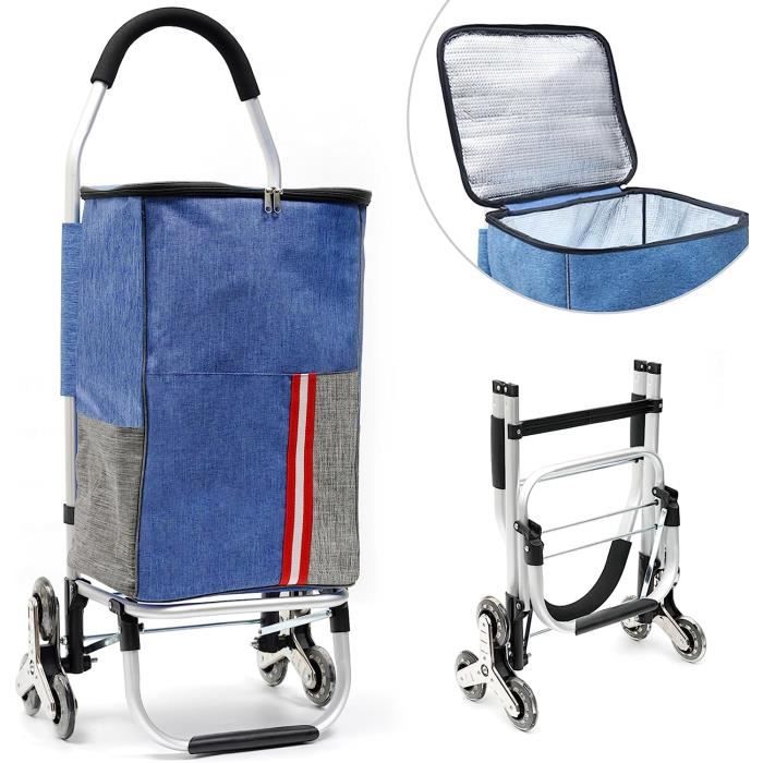 Chariot De Courses Pliable 38l Avec 2 Roues, Poignée Télescopique Sac Cabas à Prix