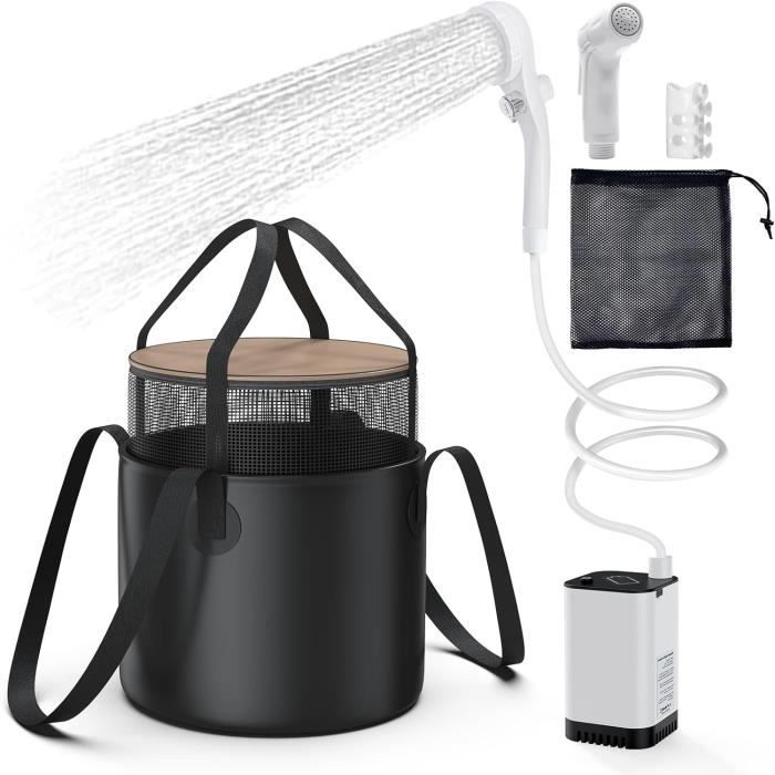 HSYFUNA Campingdouche, outdoor, 20 liter, campingdouchezak, grote waterstroom, handdouche, zonnedouche, pvc-douchezak, draagbare douche voor kamperen, stranden en rugzakreizen