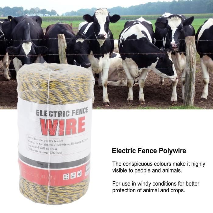 Fil De Clôture Électrique Glomora - Corde Polyfil Avec Âme Acier Inoxydable - Haute Conductivité, Visible, Pour Ferme, Ranch - Réutilisable - 6
