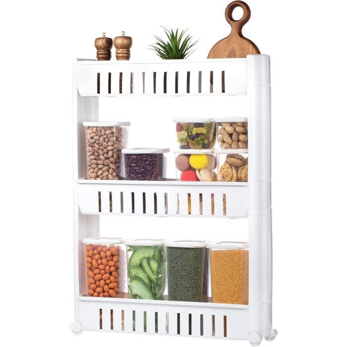 Etagere De Rangement Desserte Cuisine Salle De Bain Plastique 3 Niveaux Blanc 40 5x22 5x68cm 94565156