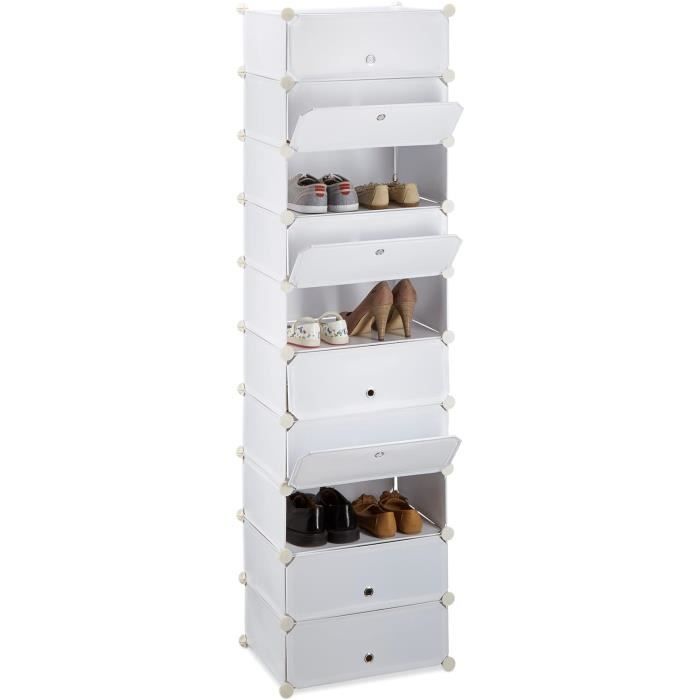 Relaxdays Étagère Cubes Penderie Armoire Rangement 6 Casiers Plastique Modulable Diy Hxlxp 105x70x35 Cm Blanc 84799972