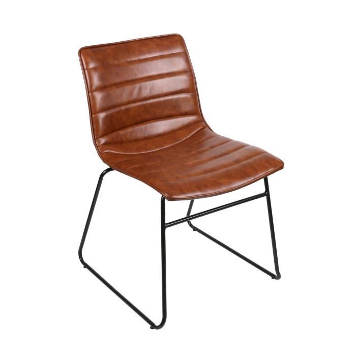 chaise industrielle - urban living - brooklyn - marron - structure en métal - confortable