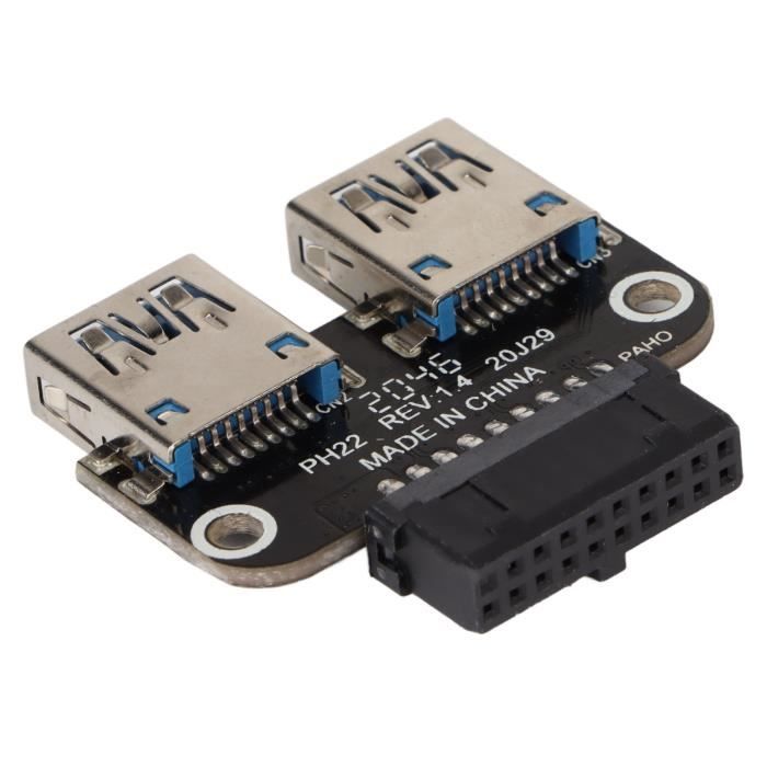 Adaptateur USB 3.0 19/20 Broches Vers USB - Marque Sodial, Couleur Noire, Neuf Sous Emballage