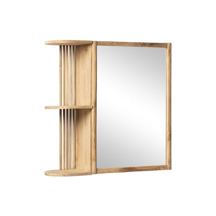 Armoire murale de salle de bain en teck avec miroir et niches - Coloris naturel - CIMAHI