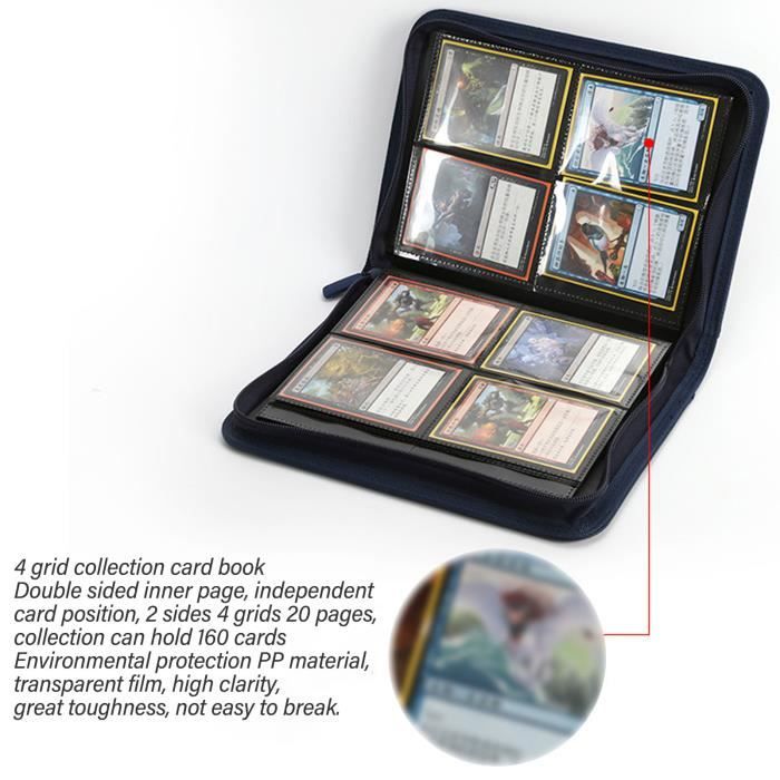 classeur de cartes à 4 poches Classeur de cartes à collectionner 4 poches  pouvant contenir jusqu'à 160 cartes en cuir PU abilityshop