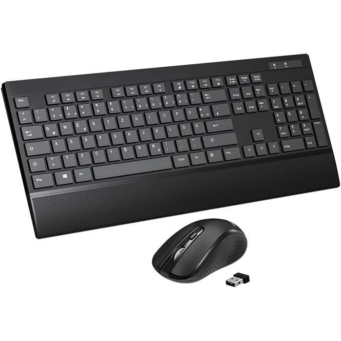 Combo Clavier Souris Sans Fil MOOJAY Ultra-Mince - Souris Silencieuse 2400DPI - Clavier Compact Avec Housse - Pour PC/Windows