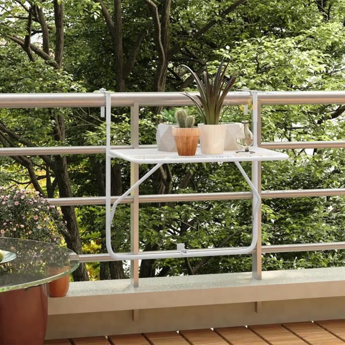 "sale 2024" table de balcon blanc 60x40 cm acier 32,19,kg