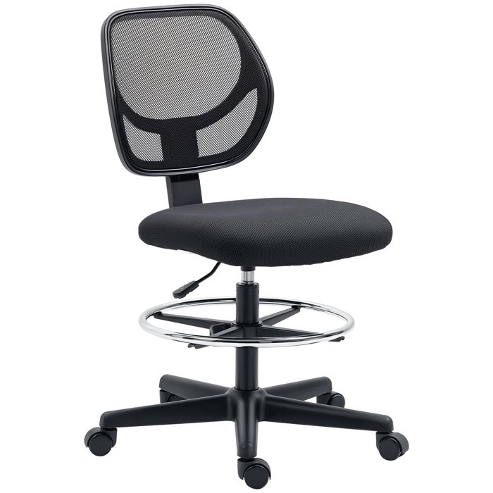 Chaise de bureau - Vinsetto - ergonomique avec repose-pieds à dessin maille hauteur réglable - maille - noir