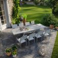 Table de jardin extensible aluminium 270cm + 8 fauteuils empilables textilène gris - LIO 8-1