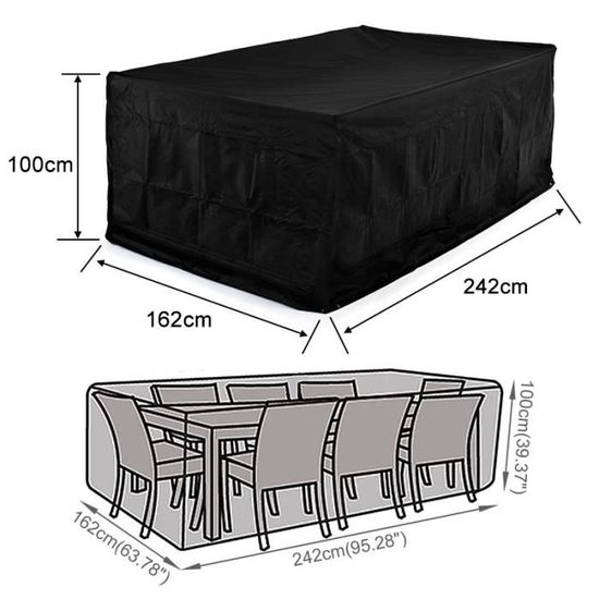 Housse de protection semi-circulaire imperméable en tissu Oxford 210D pour  meubles de jardin, terrasse (170 x 72 x 80 cm)