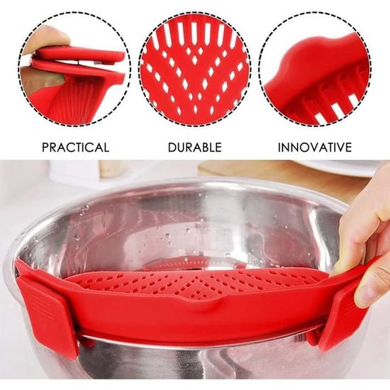 Passoire En Silicone Pour Pâtes - 35x17 Cm, Réutilisable, Résistante à La Chaleur, Antiadhésive Et Antidérapante - 9