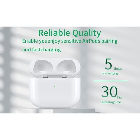 Boîtier De Charge Sans Fil USB-C Compatible AirPods 3 - Avec Batterie 450 MAh, Bouton D'appairage, Boucle De Transport