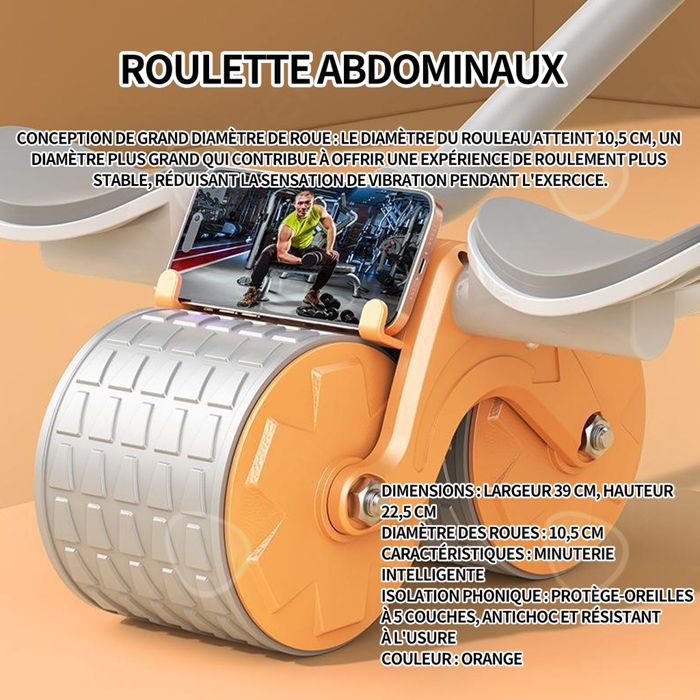 Roue Abdominale Automatique Avec Supports Coudes - Couleur Gris Foncé - Neuf Sous Emballage