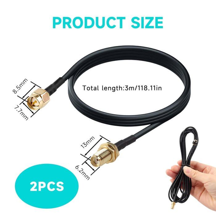 Câble Fenêtre SMA 5G/LTE 50cm - Passage Ultra-Fin Sans Percer, Faibles Pertes, Pour Routeur Et Antenne Extérieure - 7