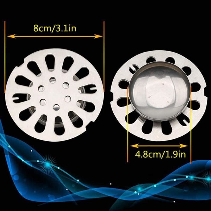 2 Filtres évier Cuisine - Bouchon Pop-up 34-40mm Avec Filtre Cheveux - Acier Inoxydable - Pour évier Et Baignoire