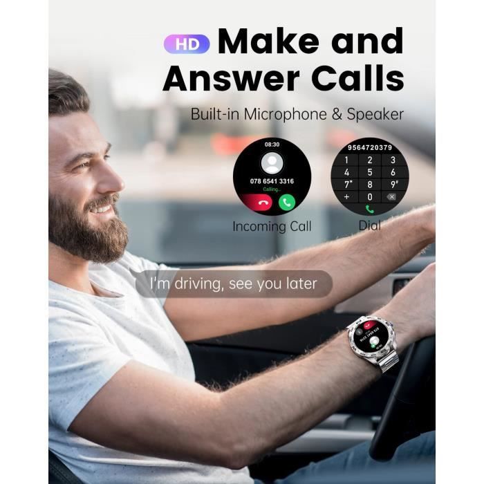 Montre Connectée Homme avec Appels Bluetooth, 1.32'' Montre